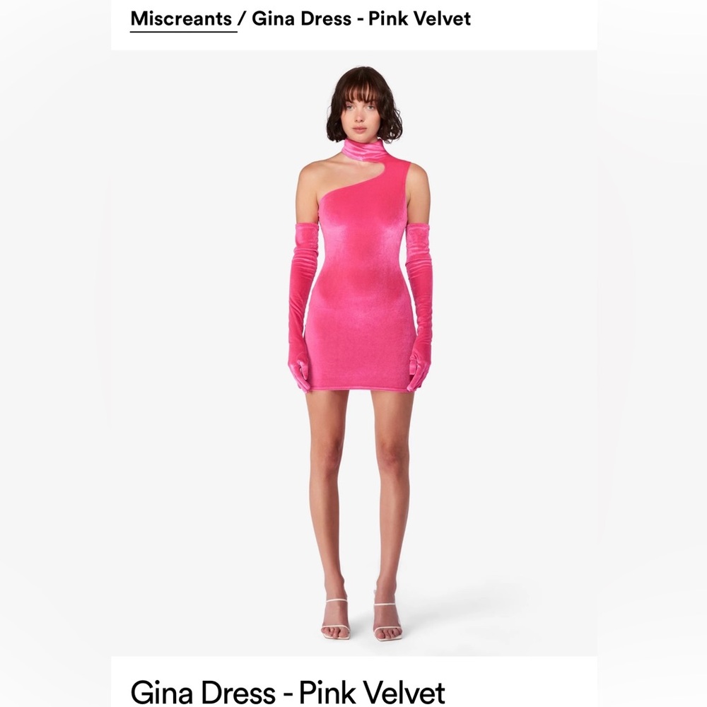 MISCREANTS Pink Velvet Dress & Gloves - UK10